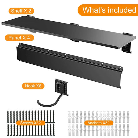 Wall Mounted Bike Storage Rack With Shelf, 6 Bike Hangers For Garage, Space Saving Wall Mount Holds Up To 600 Lbs components