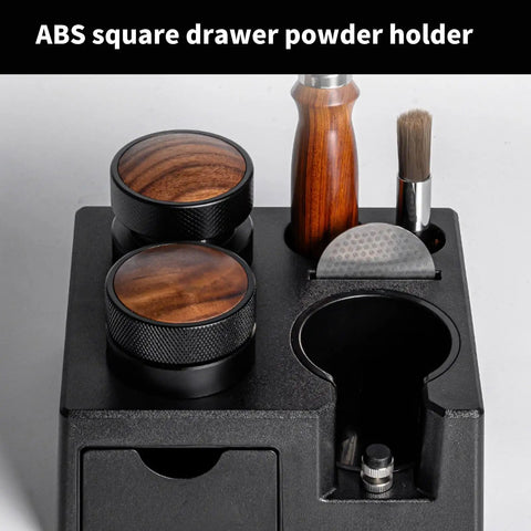 Slick Coffee Tamper Holder Portafilter Stand Tight Tamping Station Organizer For Home Baristas Built From Food Grade Abs with powder holders.