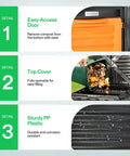 Heavy Duty Outdoor Compost Bin 80 Gallon Capacity 300L Barrel For Fast Fermentation with easy-access door and top cover features.
