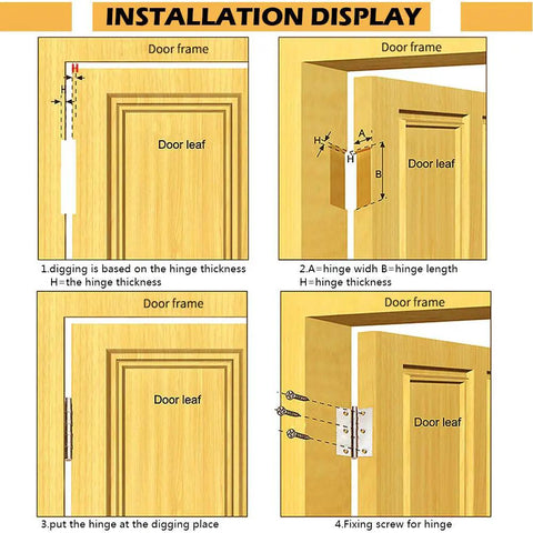 Installation display of 18 Pack Folding Door Hinges 2 By 3 Inch Stainless Steel Square Butt Hinges For Home Furniture Closet Doors
