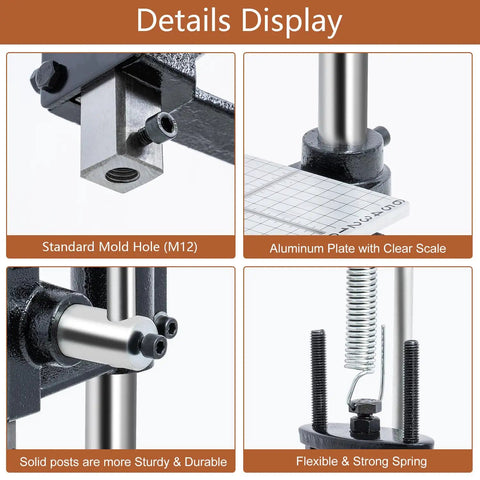 Close-up of Heavy Duty Manual Leather Hole Puncher And Press Tool Set components showing aluminum plate and mold hole.