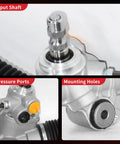 Close-up of Hydraulic Power Steering Rack And Pinion Assembly for Toyota Tacoma 2005-2021 showing input shaft, pressure ports, and mounting holes.