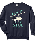 Funny Gyrocopter STOL It Sweatshirt For Aviation Buffs Who Love Ultralight Gyroplanes, navy with gyrocopter print