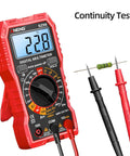 All In One Digital Multimeter Tester 2000 Counts With DC And AC Voltmeter And Ohm Volt Amp Meter For DIYers And Pros, red.