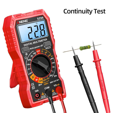 All In One Digital Multimeter Tester 2000 Counts With DC And AC Voltmeter And Ohm Volt Amp Meter For DIYers And Pros, red.