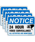 Heavy Duty Video Surveillance Sign 4 Pack 7x10 Inch Reflective Aluminum Security Camera Warning Decal stack with camera icon