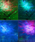 Nebula Night Light Projector For Kids With 8 Nebula Effects And Green Twinkling Stars creating galaxy scenes on ceiling
