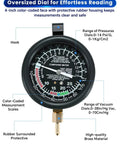 All in One Vacuum and Fuel Pump Tester Gauge Kit for Your Ride, Check Fuel Pump Pressure, Fuel Pump Vacuum, Carburetor Intake Manifold Vacuum, and Vacuum Tests With Easy to Follow Instructions. 4-inch brass gauge