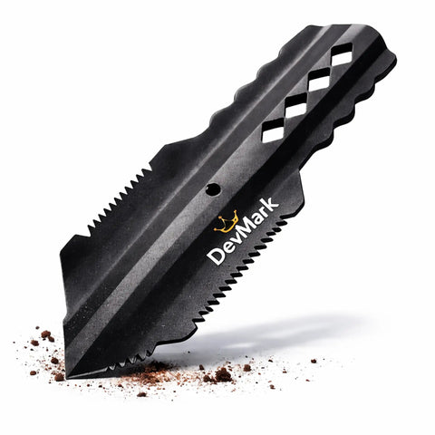 Ultralight Backpacking Trowel Shovel For Camping And Hiking, 27g Anodized Aluminum Digging Tool with serrated edges in black