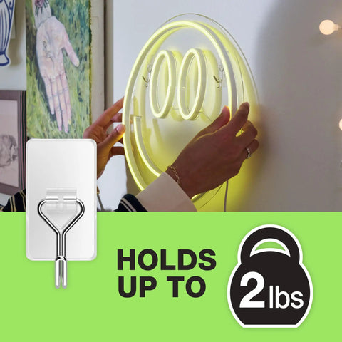 Super Slick Clear Wire Wall Hooks With Sturdy Adhesive Pads - Zero Guesswork Damage Free Mounting - Solid Strength Holds Up To Two Pounds Each - Pull Off And Stick Anywhere For Easy Dorm And Apartment Organization - Set Of Six