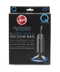 Packaging of Hoover Platinum Upright Vacuum Bags Pack Of 2 Type Q 5 Layer HEPA Filtration Self Sealing AH10000 Compatible