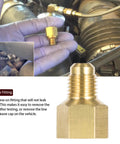 Brass fuel pressure test fitting with billet aluminum cap and pressure port for Ford 6.0L Powerstroke diesel (close-up)