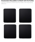 Heavy Duty Iron-On Patches Set 12 Black Fabric Repair Patches 3 By 4.25 Inches 100 Percent Cotton Friendly Extra Strong Glue