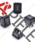 3 Position Rocker Toggle Switch DPDT 6 Pin On Off On Panel Mount For Marine Boat Use 125V AC 20A 250V AC Black Durable Housing With 6 Terminals Ideal For Dash Panels RVs Cars And DIY Electronics, front and rear views