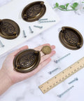 4 Pack Antique Oval Bail Drawer Pulls 3.3 Inch Bronze Wheat Pattern Farmhouse Vibe Vintage Cabinet Handles With Screws