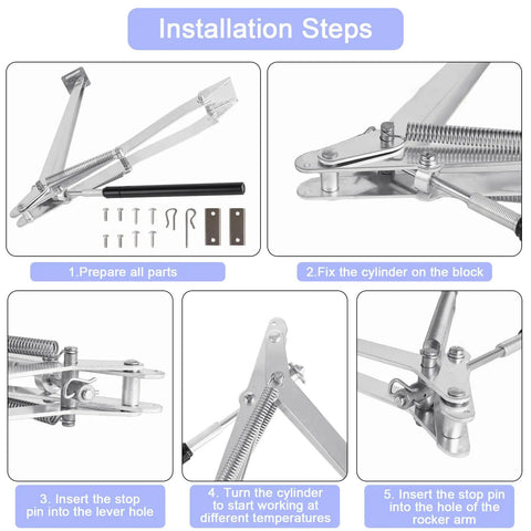 Installation steps for Dual Spring Automatic Greenhouse Window Opener Kit For Roof Vents With Solar Heat Sensitive Actuation
