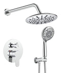 Ultimate Rain Shower System With 8.5 Inch Round Rain Head, Multi Function Handheld Spray, Chrome Finish, Complete Set