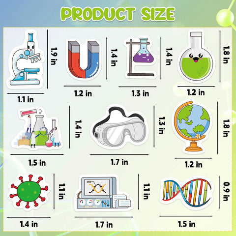 Epic 300 Piece Science Foam Stickers Set Self Adhesive Chemistry Biology Physics Lab Decals showing various designs and sizes.