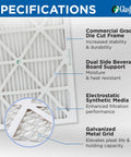 Specifications for MERV 10 AC and Furnace Air Filter 16 X 20 X 2, Galvanized Backing in USA