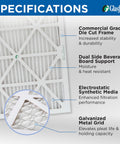 Dope MERV 10 HVAC Air Filter specifications including die cut frame and electrostatic media, fits 16x25x4 ducts