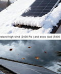 Beefy 150 Watt 12 Volt Solar Panel Kit With 20 Amp Charge Controller on snowy and windy roof showcasing durability