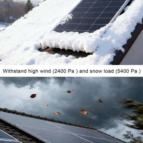 Beefy 150 Watt 12 Volt Solar Panel Kit With 20 Amp Charge Controller on snowy and windy roof showcasing durability