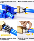 Tutorial showing Blue Push To Connect Air Fittings Kit With 1/4 3/8 1/2 1/8 Inch Straight And Elbow Quick Connects installation steps.