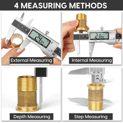 6 Inch Digital Caliper Tool With Big LCD Screen For DIY And Home Projects, Stainless Steel Vernier Caliper, measuring brass fittings