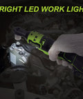Cordless 3/8 Inch Electric Ratchet Wrench Kit With 12V Power, 40 Ft Lbs Torque, in use with built-in LED light in engine area.
