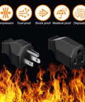 20 Piece Extension Cord Plug Replacement Ends Kit With 10 Male And 10 Female Connectors for NEMA 5-15P 5-15R in fire background