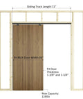 72 Inch Aluminum Pocket Door Track Kit For Ceiling Mount Box Rail Sliding Hardware Pro Grade Heavy Duty Hangers