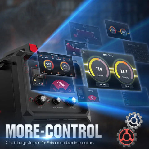 Firstess SP200 6 In 1 MIG TIG Flux Core Welder with 200A Output LCD display and settings interface