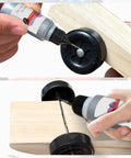 Applying graphite lubricant from Pinewood Derby Weights Kit 5Oz With Tungsten Putty And 12 Derby Weights to car wheels and axles.