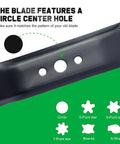 Mulching Mower Blade With Circle Mounting Pattern For Craftsman Husqvarna 21 Inch Deck Push Walk Behind Lawn Mower Replacement 165833 175064 189028 532189028 showing circle center hole and mounting patterns