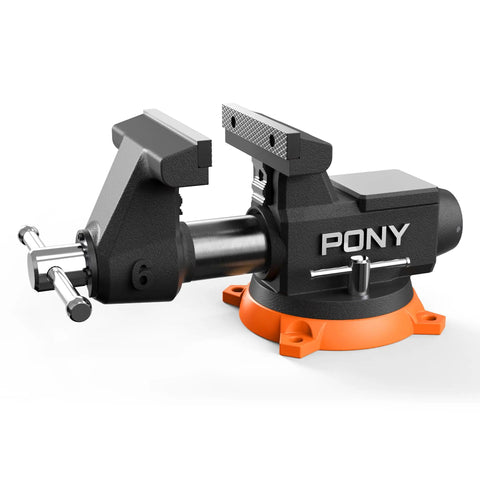 Beefy Heavy Duty Bench Vise With Six Inch Jaw 8800 Lbs Clamping Force 360 Degree Rotatable Base And Anvil Built For Woodworking Drilling
