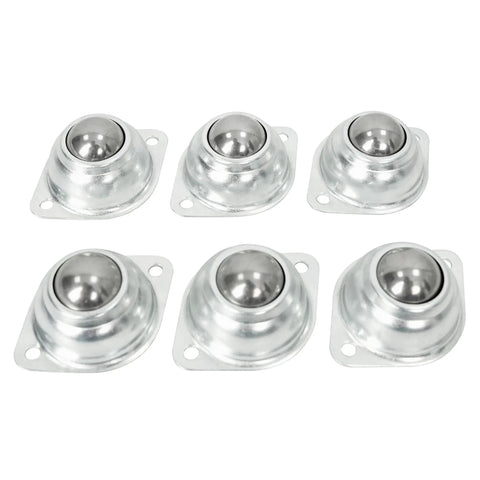 One Inch Roller Ball Bearing Casters Six Pack With Seventy Pound Capacity Each Durable Galvanized Steel Design for carts and tables.
