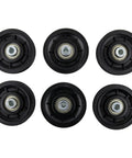 Beefed-Up Nylon Bearing Pulley Wheel Set For Gym Gear And Cable Machines, Smooth Silent Replacement Rollers For Home Fitness And Garage Door Systems, Black 90mm Durable Quiet Workout Components, six black nylon bearing pulleys with steel bearings
