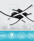 Dope Curved 4 Light Dimmable LED Ceiling Light, 18 Inch Modern Flush Mount Fixture In Black, minimalist style