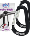 Extra Large Six Point Six Inch Carabiner Clips For Strollers Two Pack Heavy Duty Mommy Hook With Foam Handle Secures Bags