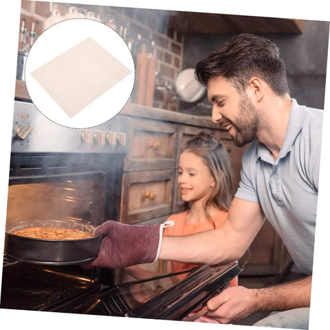 Father and daughter baking with Pro Grade 10 Pack Microwave Mica Plates Sheets, Heat Resistant Insulation Pads You Can Cut To Fit.