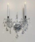 Elegant Crystal Wall Sconce Candles Set Of 2 For Living Room Bath Entryway Hallway Hardwired Classic Wall Lights With Glam Crystal Accents