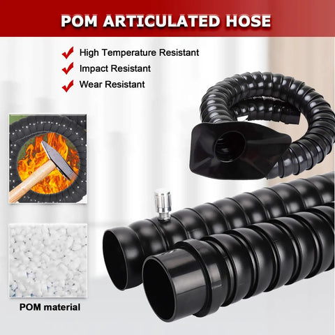 Heavy Duty Flexible Dust Collection Arm With Smoke Exhaust Hood For Industrial And Lab Setup Featuring Rock Solid Pom Build and articulated hose.