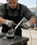 Manual Metal Bending Tool For Steel And Copper Pipes And Hoses Heavy Duty Handheld Portable Bender in use on workbench
