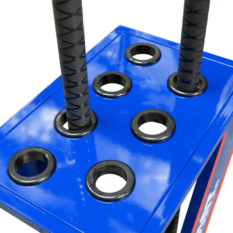 Heavy-Duty Lag Pole Storage Rack With Steel Z-Frame Organizer Stand showing top view of pole slots