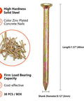 38 Pack One And A Half Inch Gold Zinc Plated Concrete Nails For Outdoor Masonry Rust Resistant Corrosion Resistant And Tough As Nails Fastening For Concrete Brick Block And Stucco Wall Mounting, 40mm