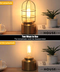 Industrial 3-Way Dimmable Desk Lamp With USB Ports, Touch Control, metal build with and without lampshade on table