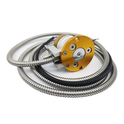 Heavy Duty Cnc Automatic Tool Sensor And Precision Probe Gauge For Nitty Gritty Machining Setup With Spot On Tip Damage Detection and Slick Waterproof Calibration with stainless steel coil hose.