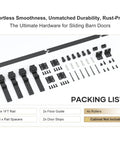 Contents spread out of Five Foot Mini Cabinet Bi Folding Sliding Barn Door Hardware Track Kit For Four Doors Easy Install Smooth Quiet Sliding