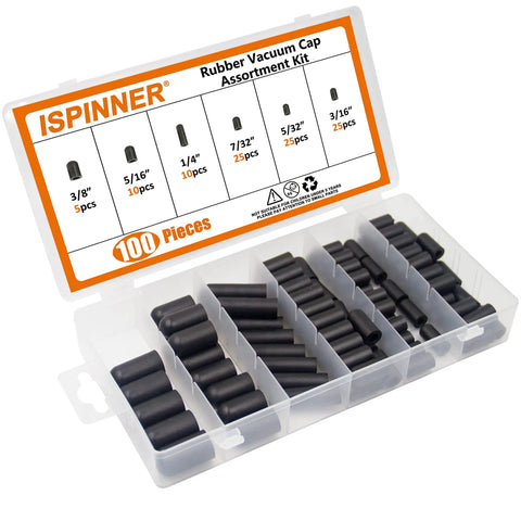 100 Pcs Rubber Vacuum Cap Assortment Kit For Automotive Hoses And Manifolds End Caps For Carburetor Vacuum Lines DIYer