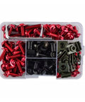 Heavy Duty 195Piece Motorcycle Bolt Kit With Washers Nuts And Screws For YZ250F YZ250 YZ250FX YZ250X YZ450F YZ450FX Red Finish, High Precision Fastener Set For Cranks Calipers And Body Work On Dirt Bikes red aluminum bolts in organizer case